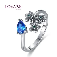 lovans stylish silver women ring flower blue crystal rings for lady girls wedding bridal birthday valentines day %d0%ba%d0%be%d0%bb%d1%8c%d1%86%d0%be %d0%b6%d0%b5%d0%bd%d1%81%d0%ba%d0%be%d0%b5