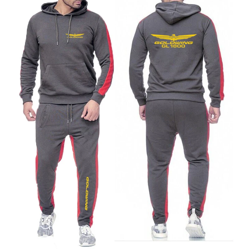 

2020 Spring Brand Honda GOLDWING 2 Pieces Sets Tracksuit Hooded Sweatshirt+pants Pullover Hoodie Sportwear Suit Clothes