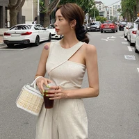 aossviao 2022 o neck summer knit top sleeveless women sexy basic t shirt white off shoulder ribbed black tank top casual