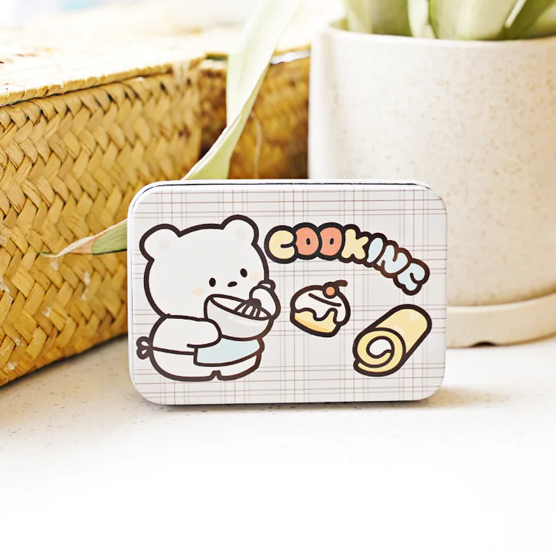 Мини жестяная металлическая коробка корейский Медведь герметичная банка