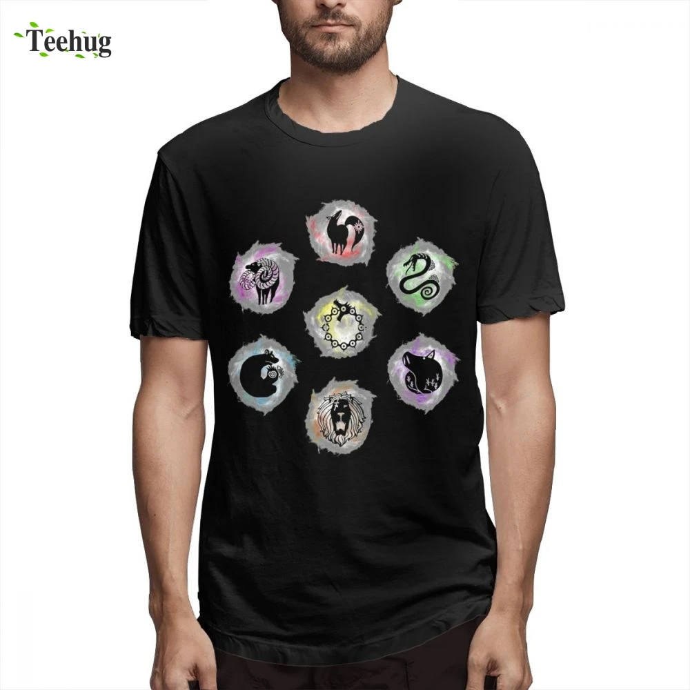 

Retro Seven Deadly Sins T-shirt Male Free Shipping Top Design For Boy Round Neck Clothes 100% Cotton Plus szie Tees