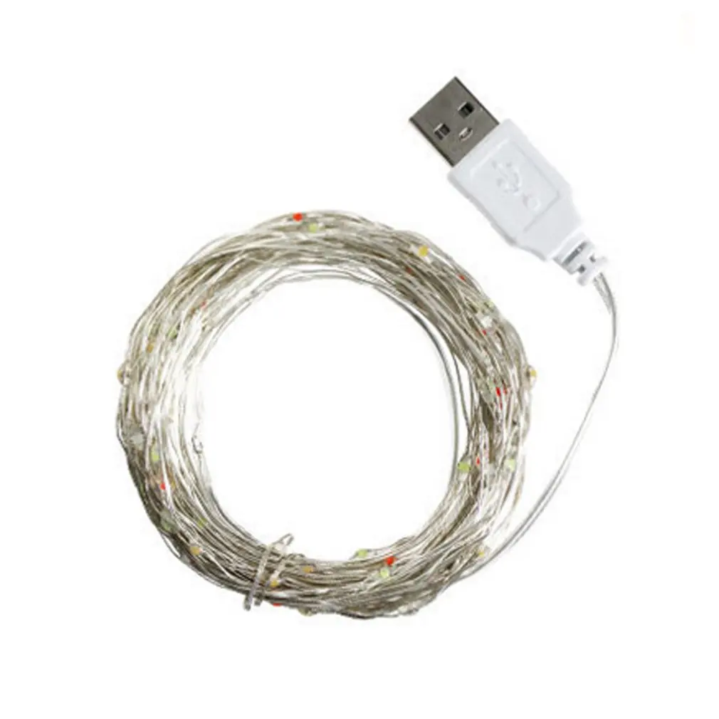 10 м 100 Светодиодная Праздничная гирлянда из светильник шнура Usb с пультом дистанционного управления Управление светильник строка Серебряная линия светильник Строка Рождество отделанные маленькой клеткой в стиле светильник s
