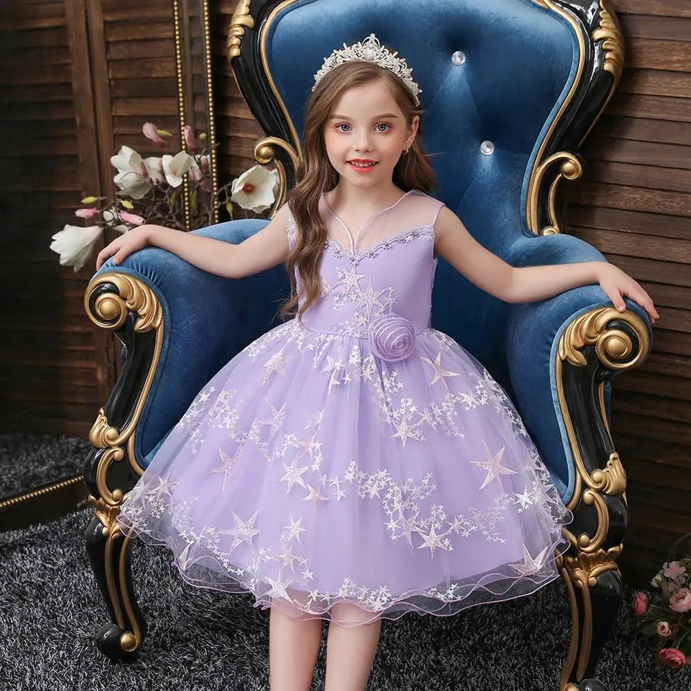

Новое Детское платье-Подиум без рукавов с принтом принцессы платья для девочек с цветами платья для дня рождения и свадьбы