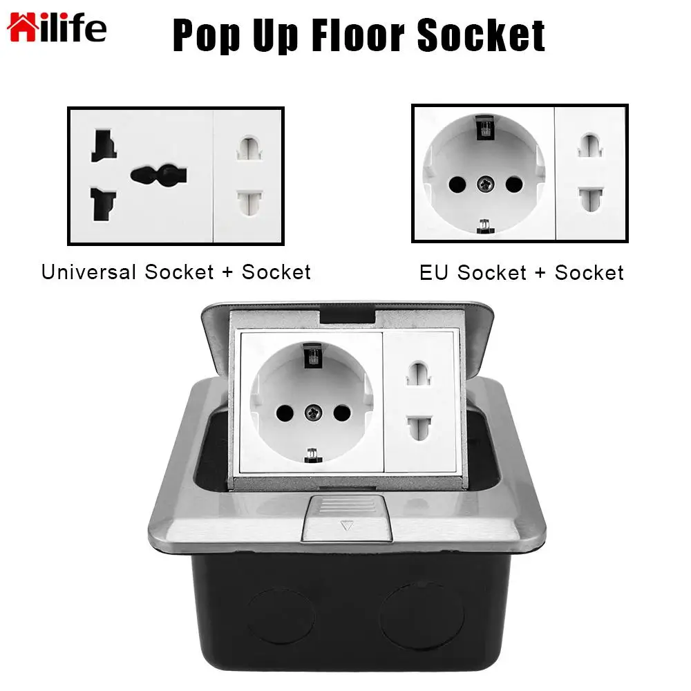 

EU/Universal Power Outlet For Meeting Room Hidden Type Stainless Steel Pop Up Floor Socket Electrical Switches