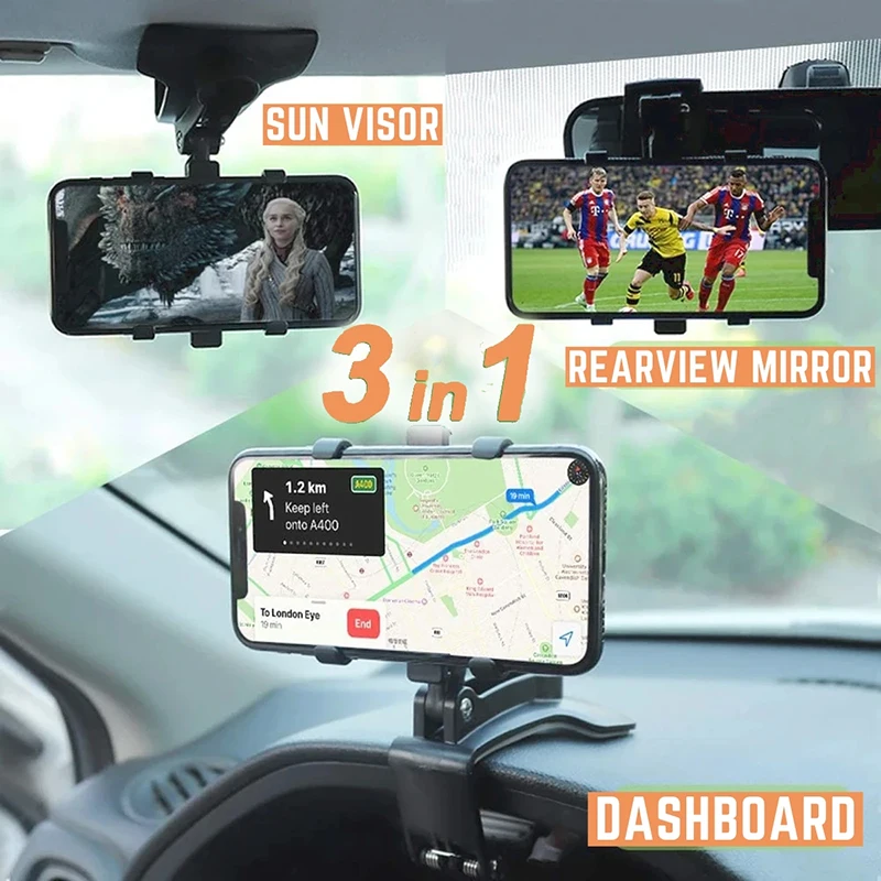 

Универсальный автомобильный держатель для телефона на 360 °, крепление на приборную панель, многофункциональная стойка для телефона на 3-6,5 д...
