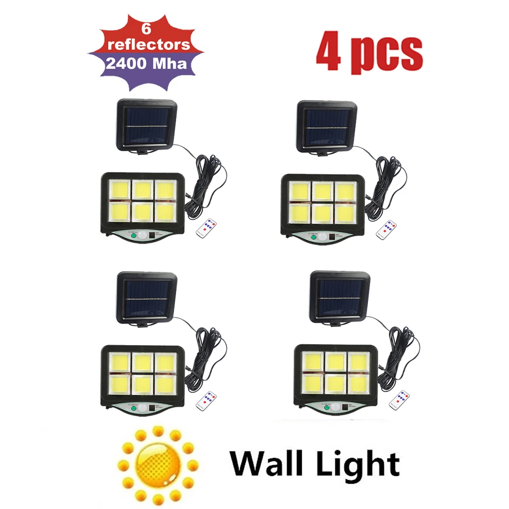 

4pcs seperable 120LED Solar Light Outdoor Solar Lamp PIR Motion Sensor Wall Waterproof Sunlight For Garden Decoration remote con