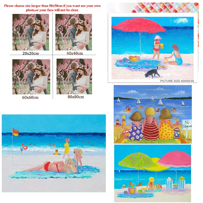 

Diy Diamond Painting Custom Figures Painting Beach Holiday Square Diamond Round Diamond Cross Stitc Mosaic Home Decora
