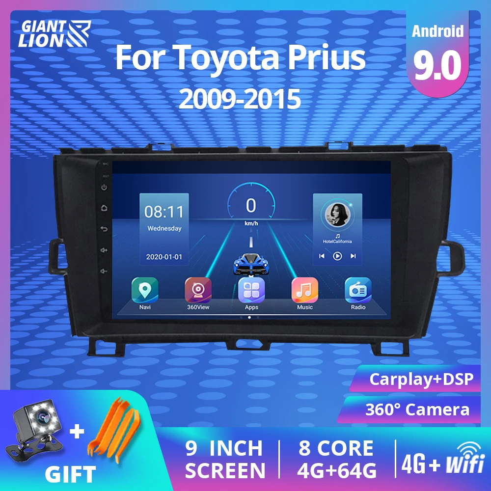 2din Android 9 0 автомобильный для Toyota PRIUS 2009 2015 Восьмиядерный DVD GPS навигатор плеер радио