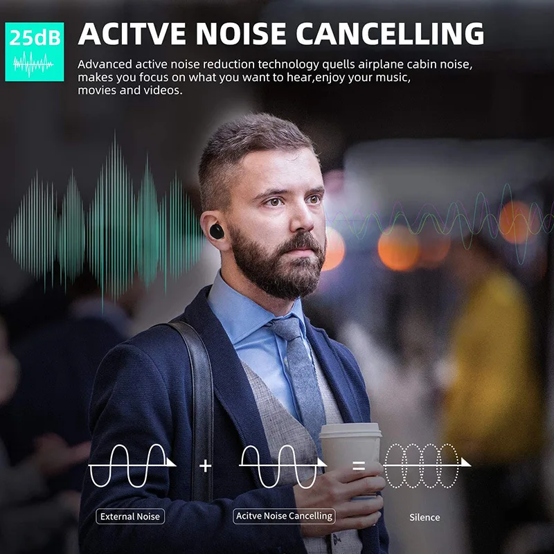 Bluetooth-наушники Спортивные Беспроводные наушники с активным шумоподавлением и