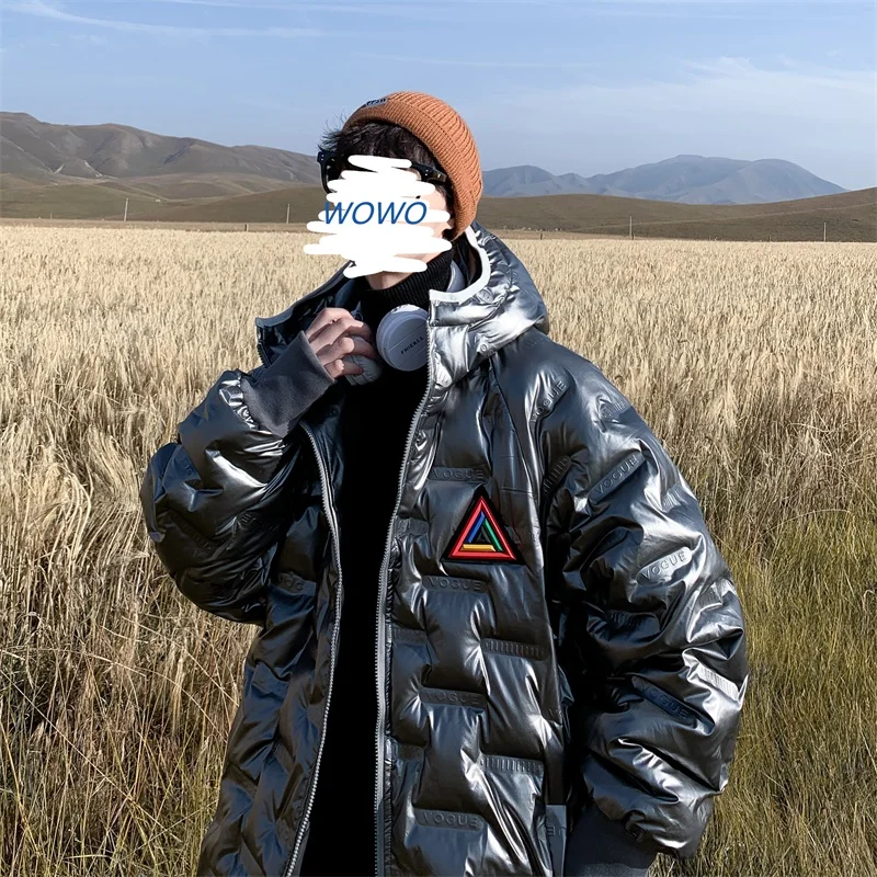 

Куртка мужская зимняя с капюшоном, плотная теплая ветровка, парка, модная однотонная Повседневная блестящая стеганая куртка, 2020