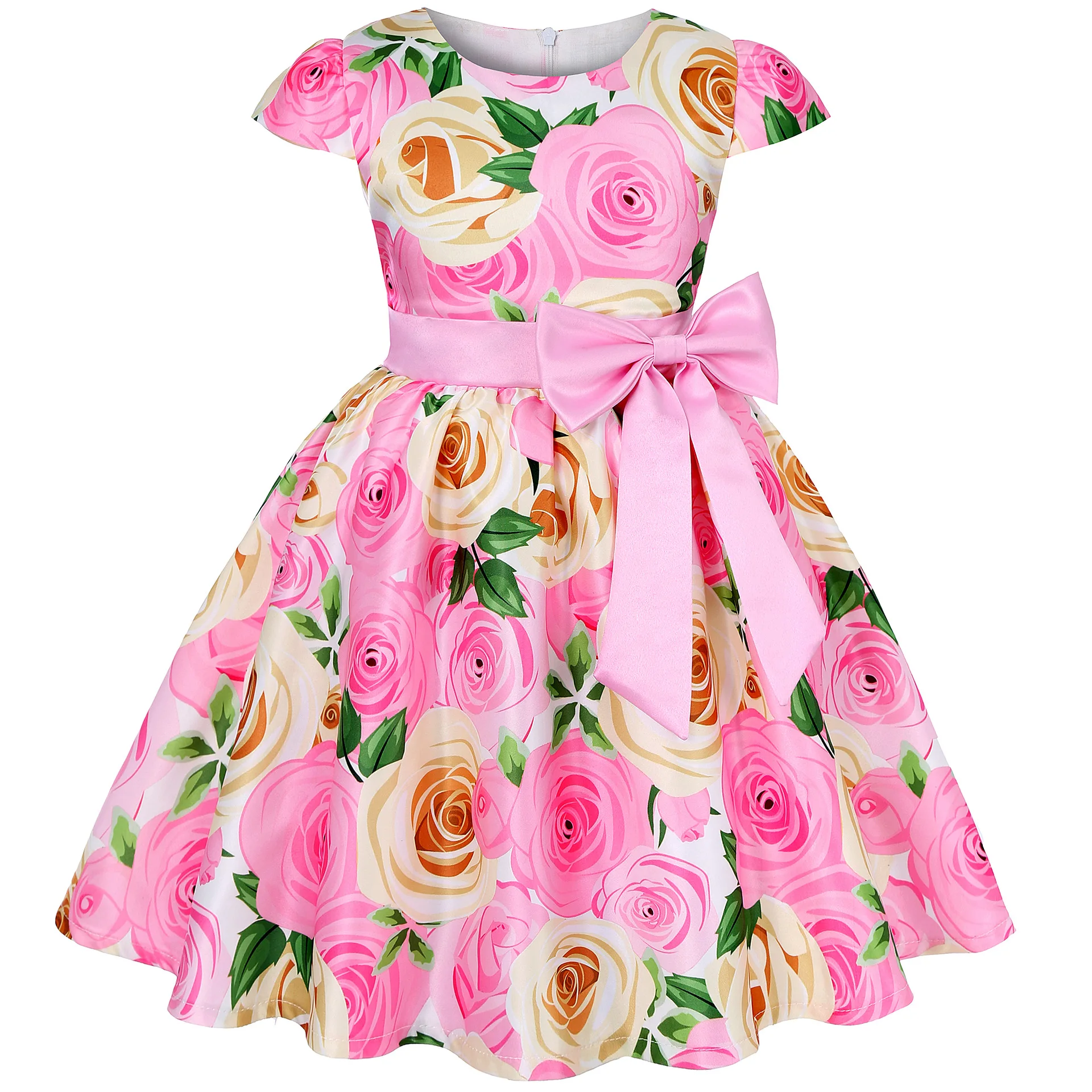 2019 г. Платье для маленьких девочек элегантное Хлопковое платье с цветущей розой