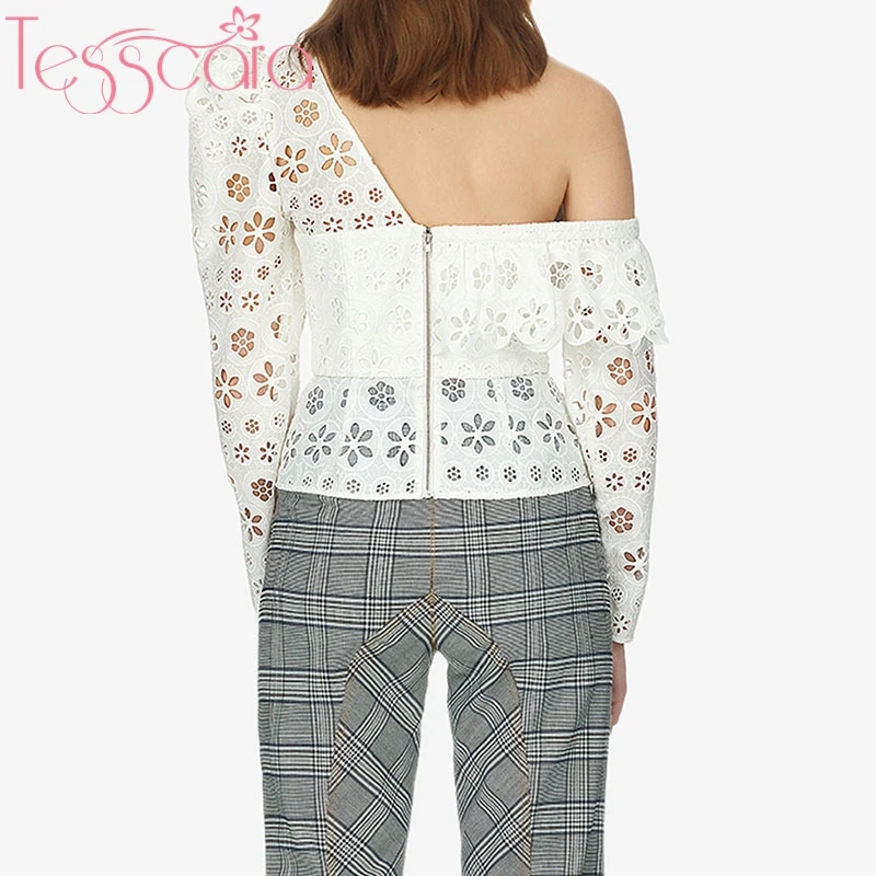 Женская модельная Роскошная блузка TESSCARA с вышивкой рубашка высококачественный