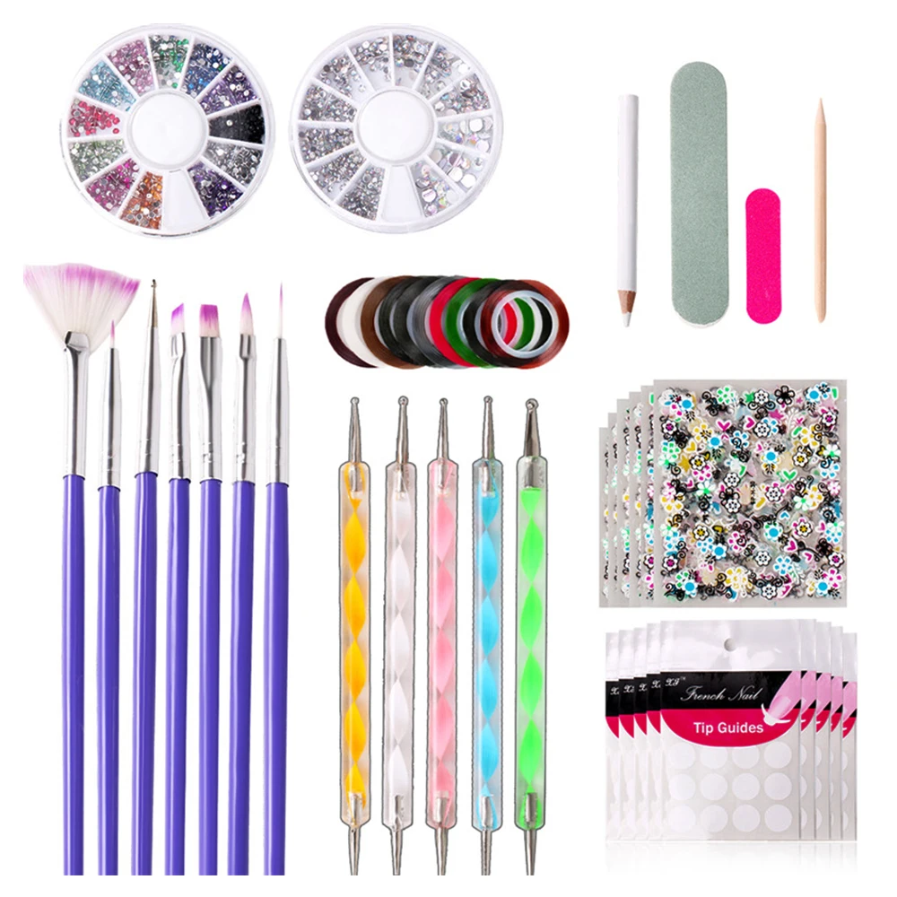 Маникюрный набор для ногтей начинающих Стразы Мушки лака инструменты акриловая