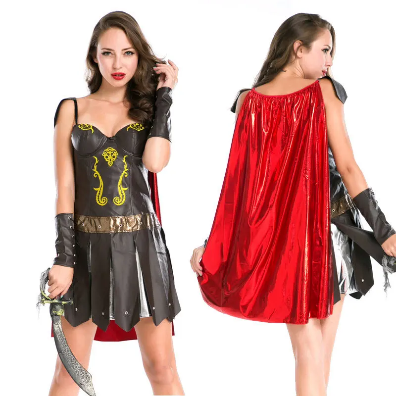 

Средневековый Воин, сексуальный пиратский костюм для женщин, кожа, нарядное платье с накидкой, костюм для Хеллоуина, Дамский пиратский кост...