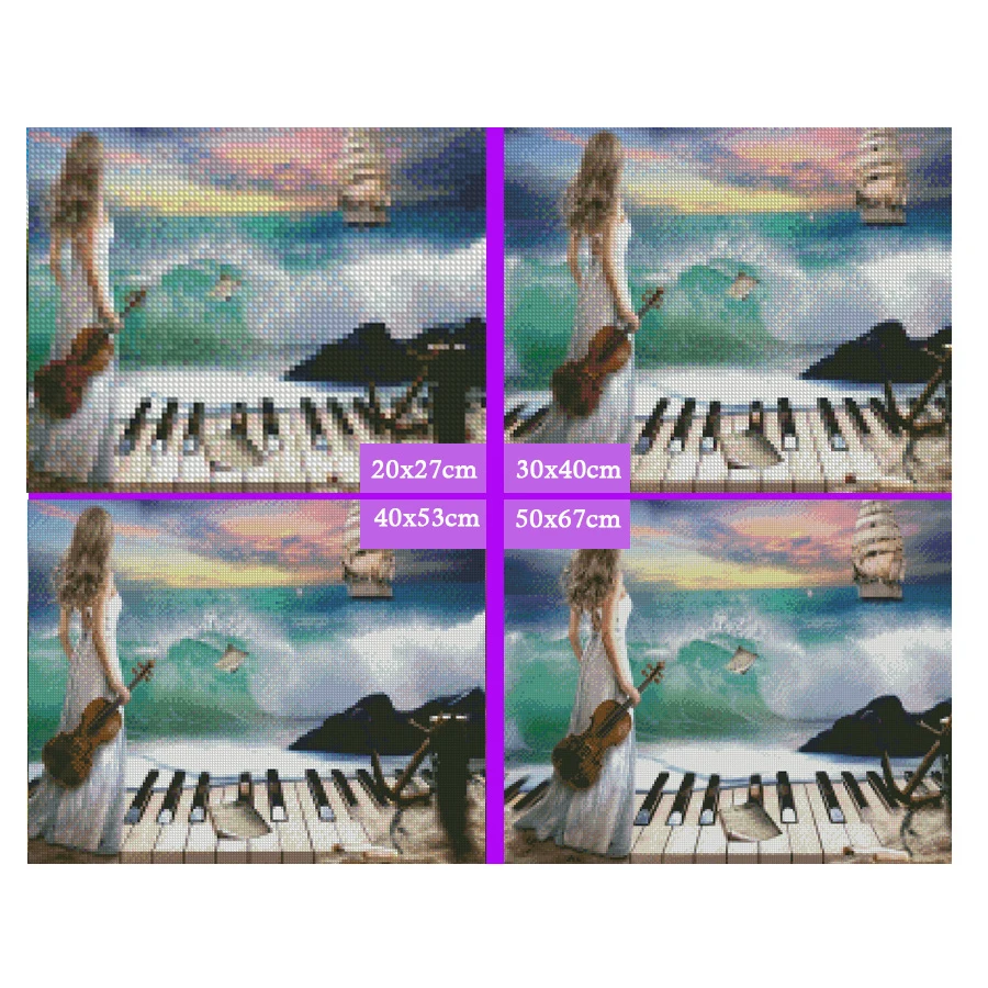 Полноразмерная 5D картина сделай сам вышивка крестиком скрипка девушка и