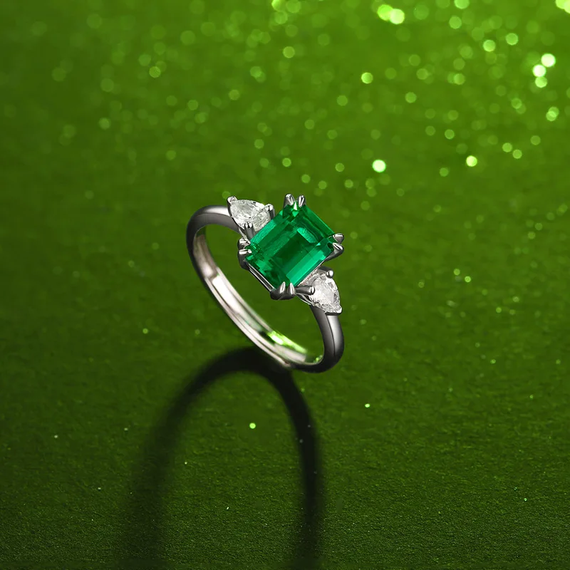 

Wong Rain 100% 925 Sterling Silver Emerald Cut Emerald Moissanite Gemstone Engagement Personality Open Women Rings Fine Jewelry
