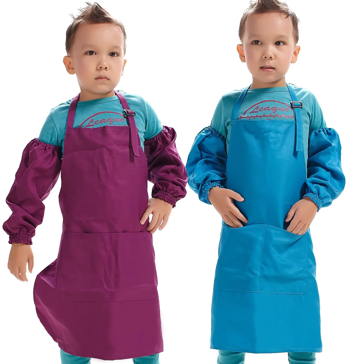 Детская одежда для детского сада с рисунком фартука детей рукавами + фартук