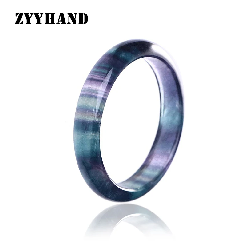 

ZYYHAND Fluorite Bangle Women Natural Stone Party 56-62MM Ladies Colorful Purple Fluorite Bangle