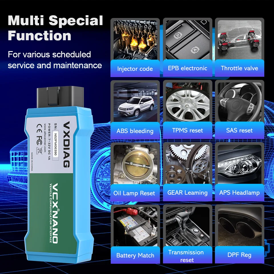 Оригинальный Автомобильный диагностический инструмент VXDIAG VCX NANO OBD2 для