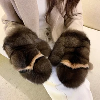 luxury real sable fur womens winter warm fur gloves genuine mink fur mittens wrist warmer fluffy mittens h2865