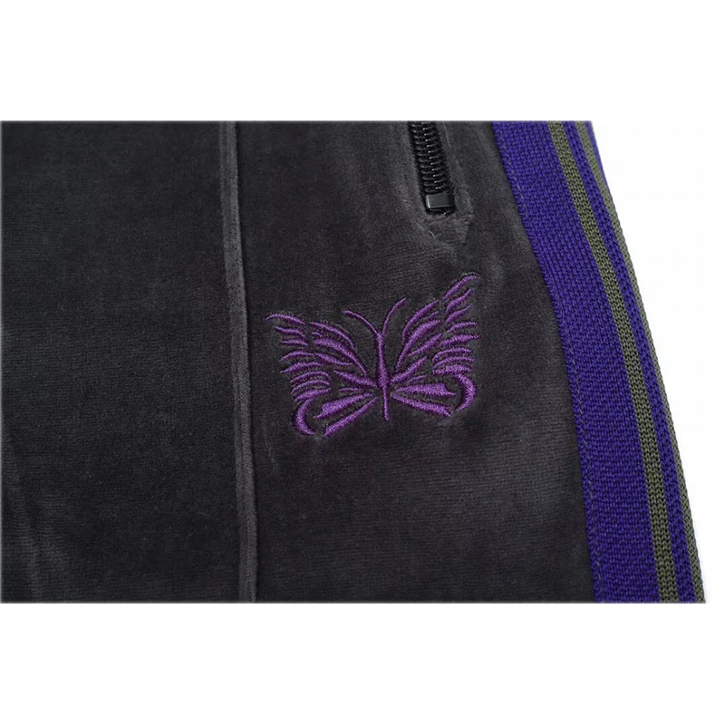 

Casual Fashion AWGE Needles Sweatpants Ribbon Striped Velvet Butterfly Embroidery Joggers Best Quality AWGE Needles Sweatpants