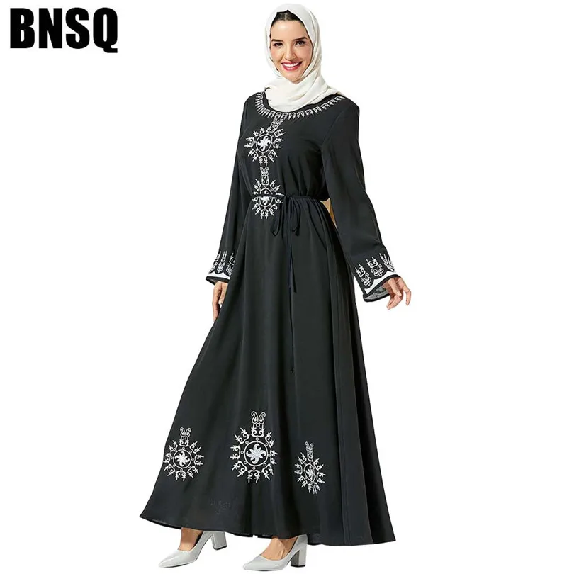 Элегантное мусульманское платье макси с вышивкой Abaya хиджаб длинный халат платья