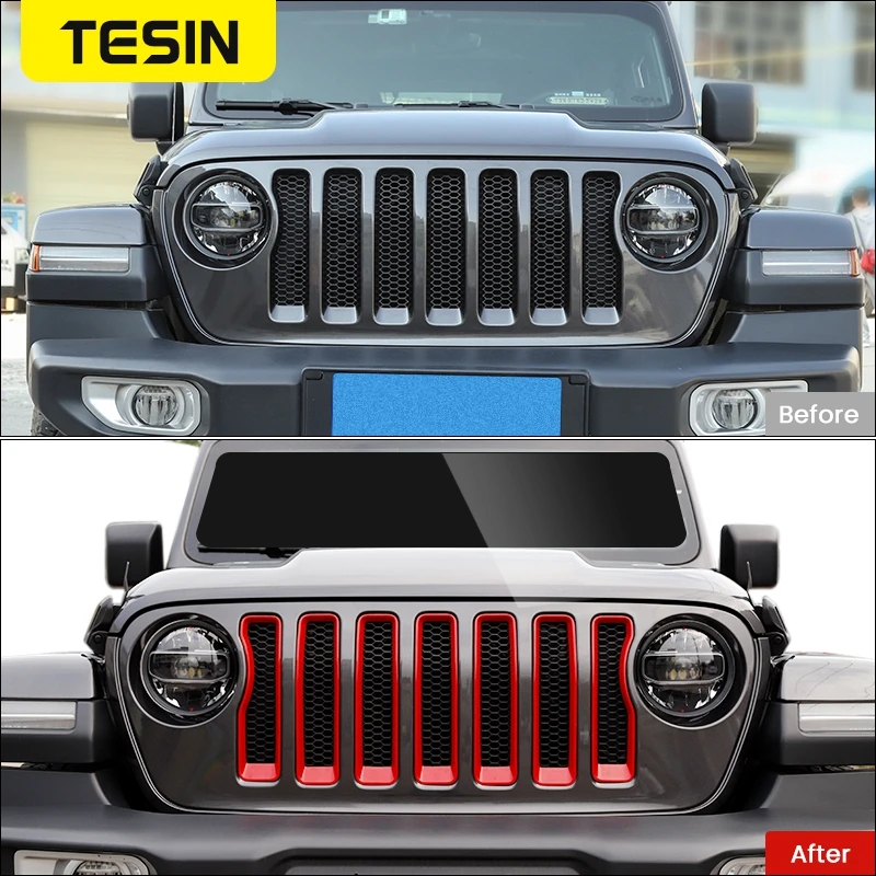 Наклейка TESIN на переднюю панель автомобиля для Jeep Wrangler Sahara JL 2018 + автомобильные
