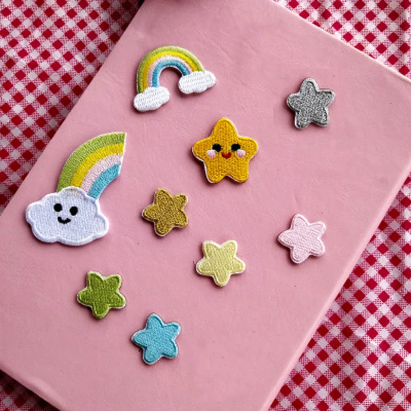 Самоклеящаяся Радужная вышивка в виде мультяшной звезды патч для пришивания