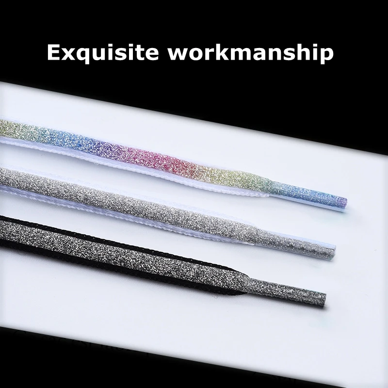 Reflective Shoelaces for Sneakers Laser Sequin Weave, Braided