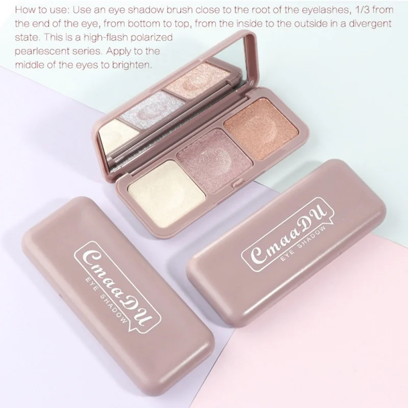 3 Color Glitter Eyeshadow Palette Holographic Shine Polarize Sparkling Pigment Metallic Cosmetics |