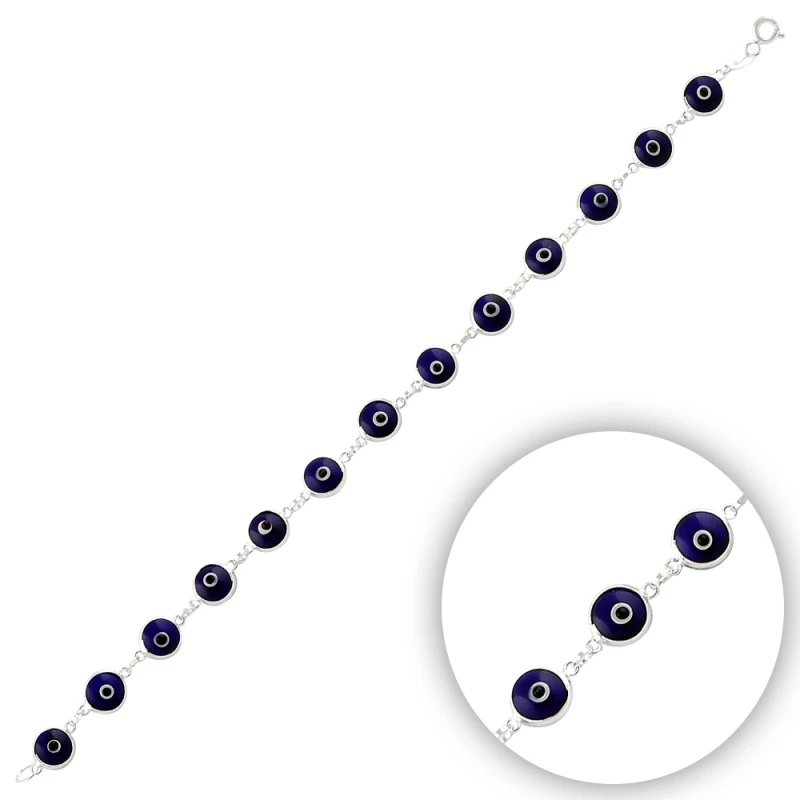 

Серебряные браслеты Silverlina, стеклянные бусины для глаз, браслет в форме сердца