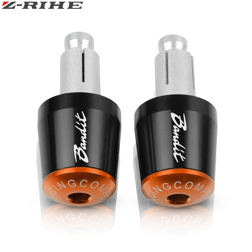 Black Orange Для SUZUKI GSF 250 600 600S 650 650S 650N 1200 1250 Bandit 650S мотоцикл 7/" 22 мм рукоятки «Грипсы» Торцевая крышка - Цвет: Black Orange