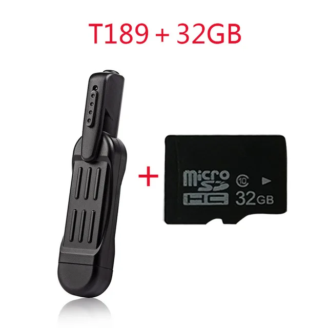 T189CAM Add 32G T189 мини видеокамера HD 1080P DVR ручка камера долгого ожидания обнаружения движения видео Диктофон Карманный полицейский Спортивная камера pk sq11 sq13 - Цвет: T189CAM Add 32G
