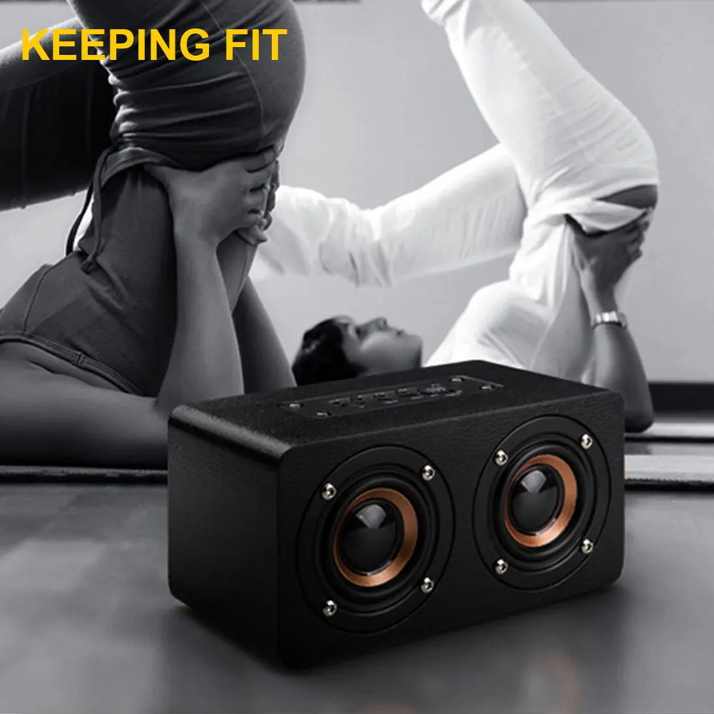 M5 открытый Бас Звуковая коробка FM радио портативный динамик деревянный Bluetooth двойной стерео беспроводной