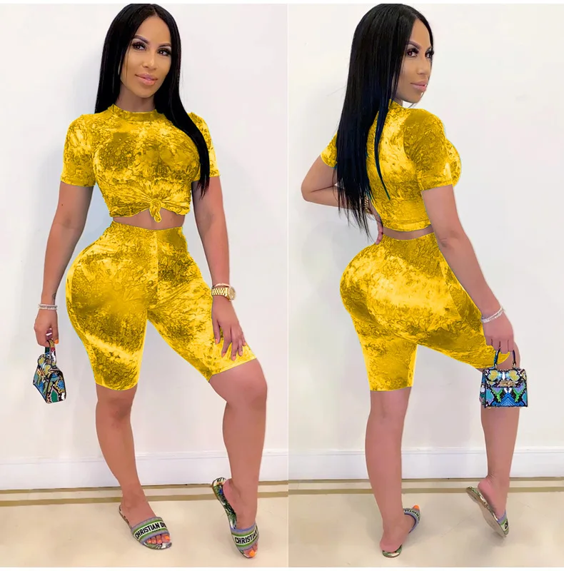 

Imcute Women Summer 2 Pieces Tracksuit Tie Dye Outfits Fashion Casual Tie-dye Printed Short Sleeve Top + Shorts Suit Sports Suit