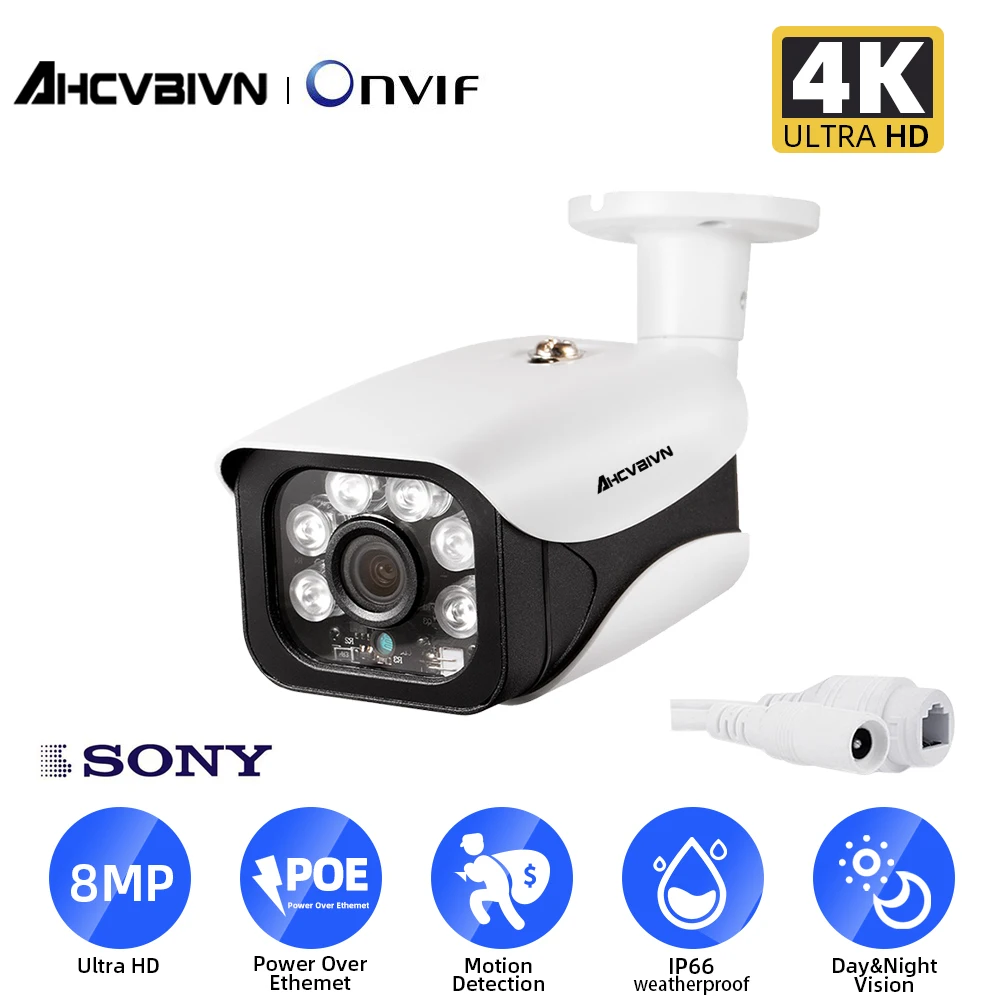 

4K Ultra 8MP 3840x2160 security Camera Sony Sensor 8MP Outdoor Waterproof night vision Camera Video suvellance Camera