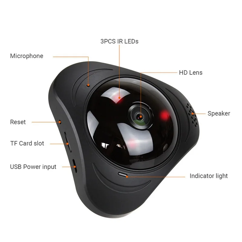 960P 360 градусов VR панорамный полный вид Wifi мини камера IP ночного видения 1.3MP