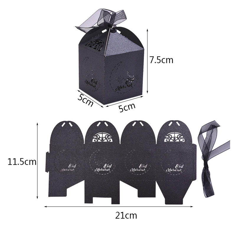 

10/20pcs Eid Mubarak Decor Candy Box Ramadan Decoration Hollow Gift Boxes For Islamic Muslim Al-Fitr Eid Festival Party Supplies