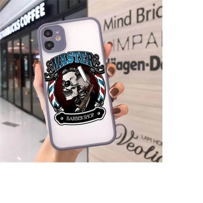 

funny letter barber shop Hair Phone Cases matte transparent For iphone 7 8 11 12 plus mini x xs xr pro max cover