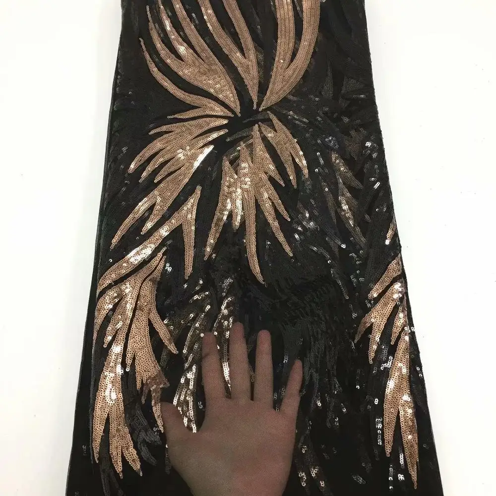 Новинка черная Золотая французская кружевная ткань с фотографией 5 ярдов