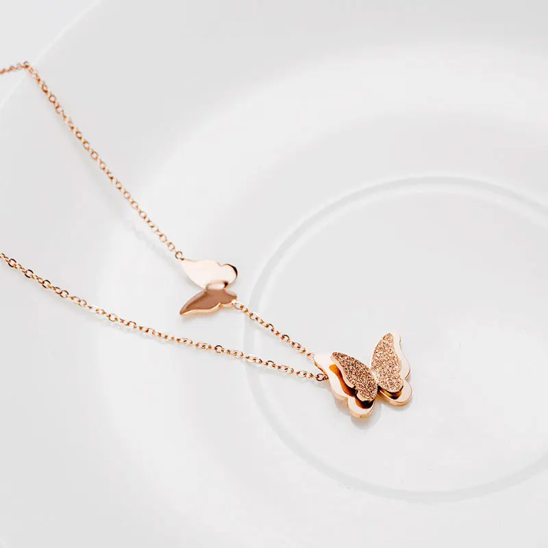 

Butterfly Necklace Female Simple Net Red Student Personality Wild Casual Titanium Steel Clavicle Chain Factory Outlet