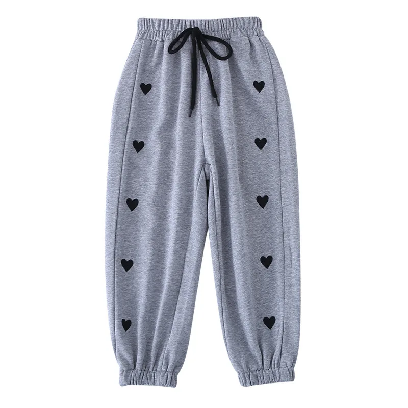 

Girls' Pants Spring 2021 New Outer Wear Children's Korean Style Foreign Style Loose Kids Love Embroidered Casual Pants NK09
