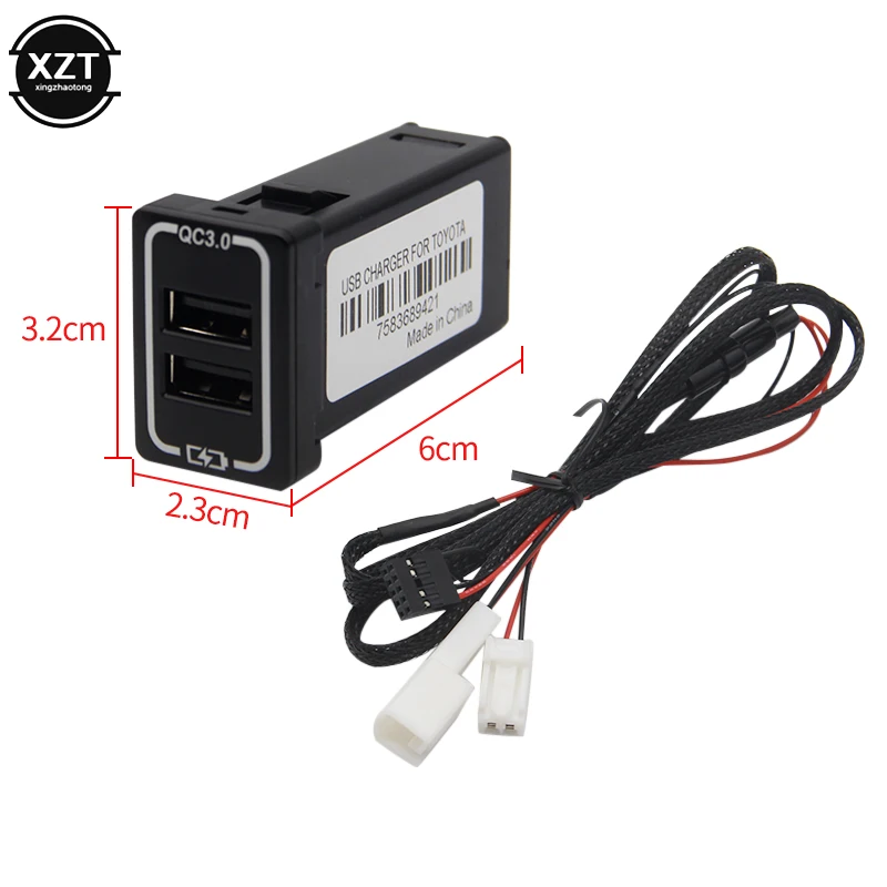 quick charge car charger dual qc3 0 usb interface socket fast car charger use for toyota camry corolla yaris rav4 reiz cruiser free global shipping