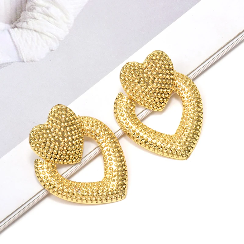 Женские Висячие серьги-подвески в форме сердца золотого и металлического цвета