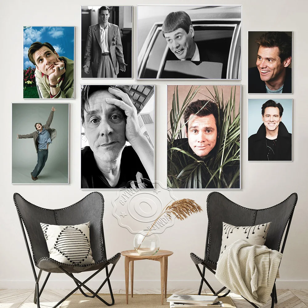 

Jim Carrey Famous Comedian Art Prints Poster, Movie Actor Black White Photography Canvas Painting, Home Decor Fans Collection