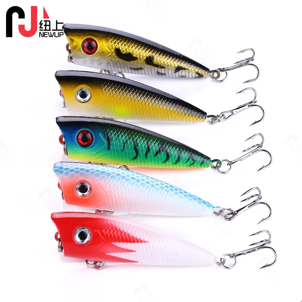 

NEWUP 5PCS Pesca Popper Fishing Lures 6cm 6.3g Hard Bait Artificial Topwater Bass Trout Pike Wobbler Fishing Tackle