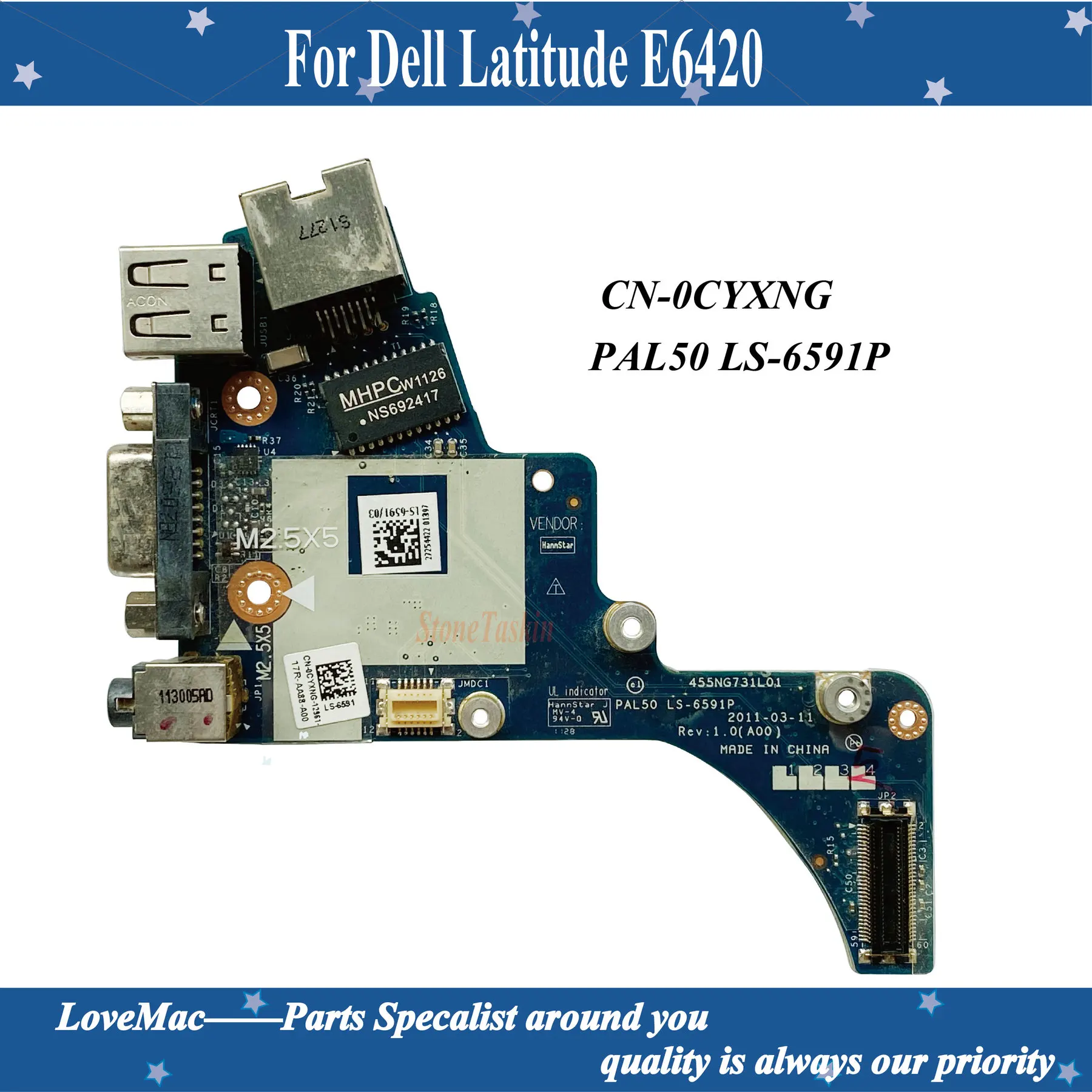 Высококачественная Подлинная для Dell Latitude E6420 плата аудио Ethernet USB VGA с портом CN-0CYXNG