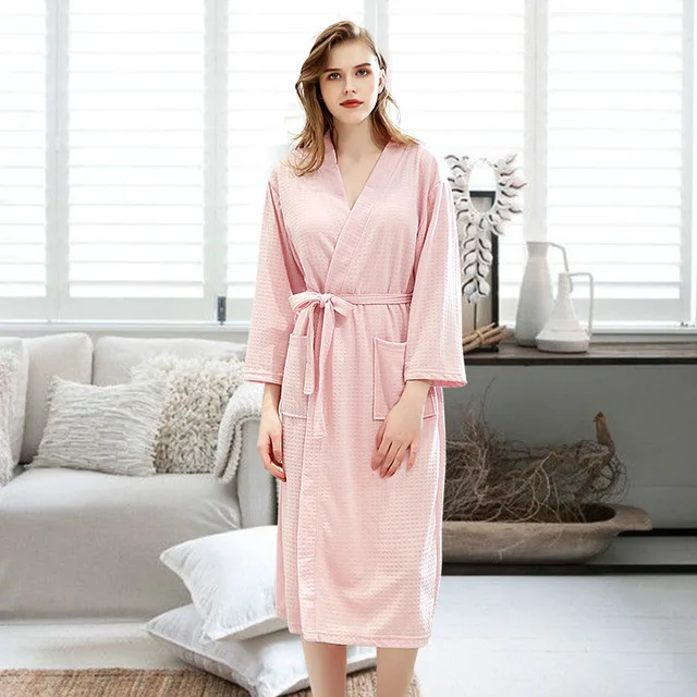 women pink Летний вафельный банный халат всасывающий водный мужской халат сексуальный Ночной халат мужские большие размеры кимоно Халаты женские пижамы для отдыха - Цвет: women pink