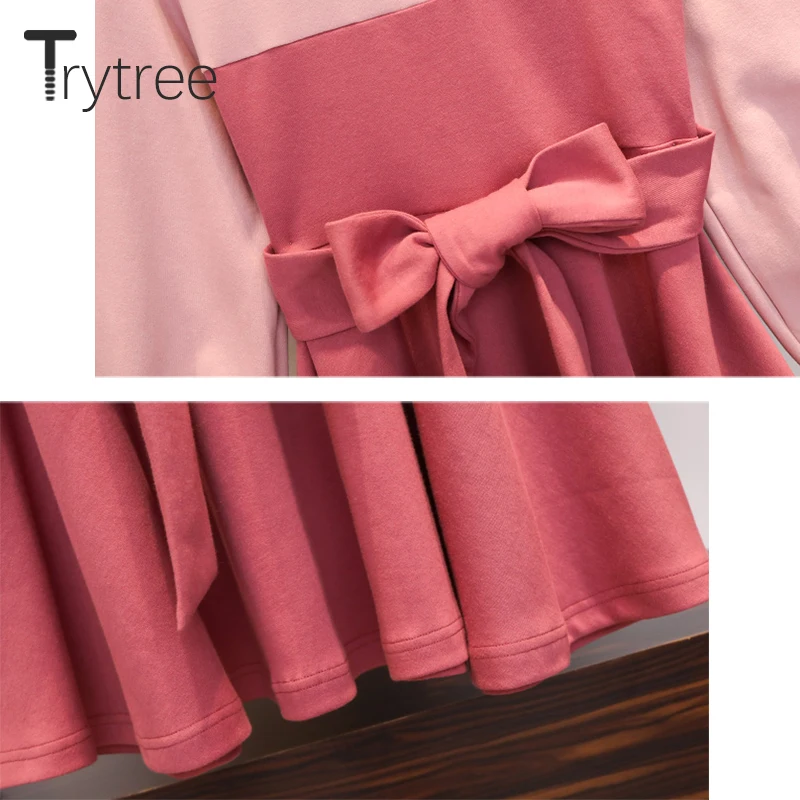 Женское Повседневное платье трапеция Trytree офисное свободное розового цвета с