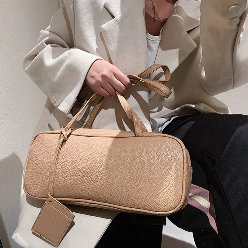 

Simple Design Underarm Shoulder Baguette Bags For Women Soft PU Leather Handbags Brand Designer Female Bag Come With A Card Pack